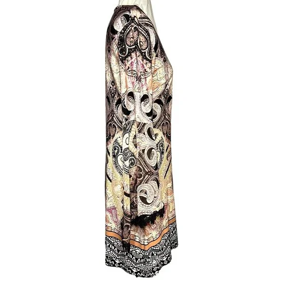 Boho Paisley Print Long Sleeve Dress XS - Picture 2 of 5